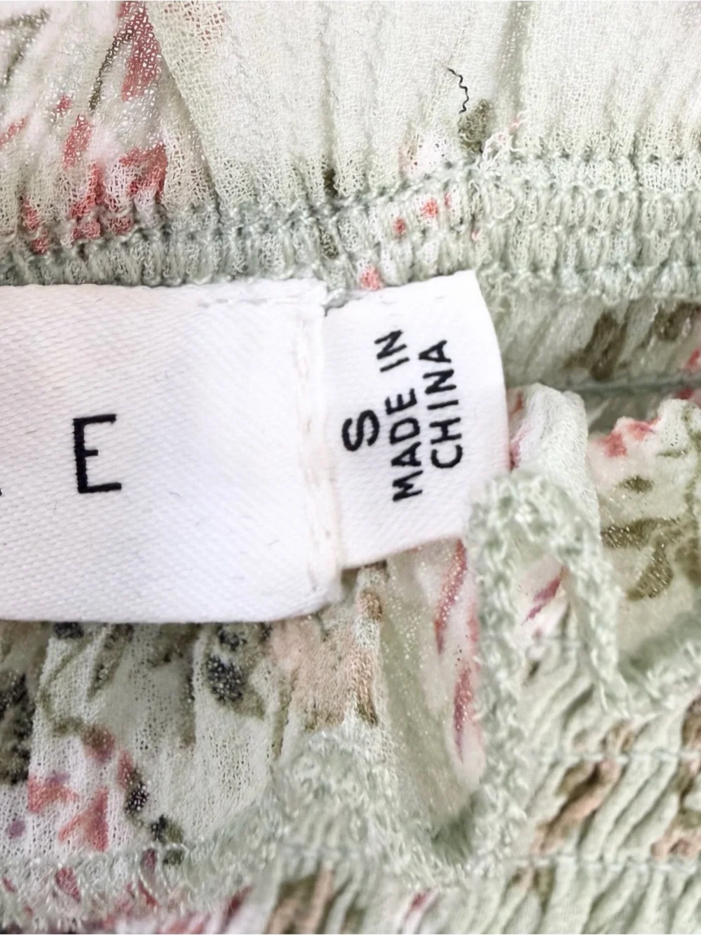 MABLE Light Green Pink Floral Print Smocked Midi Stretchy Tube Dress Size Small - Picture 7 of 11